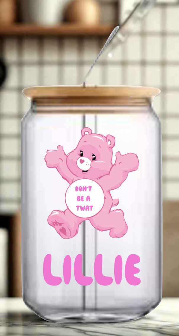 Swear Bear glass coffee jar