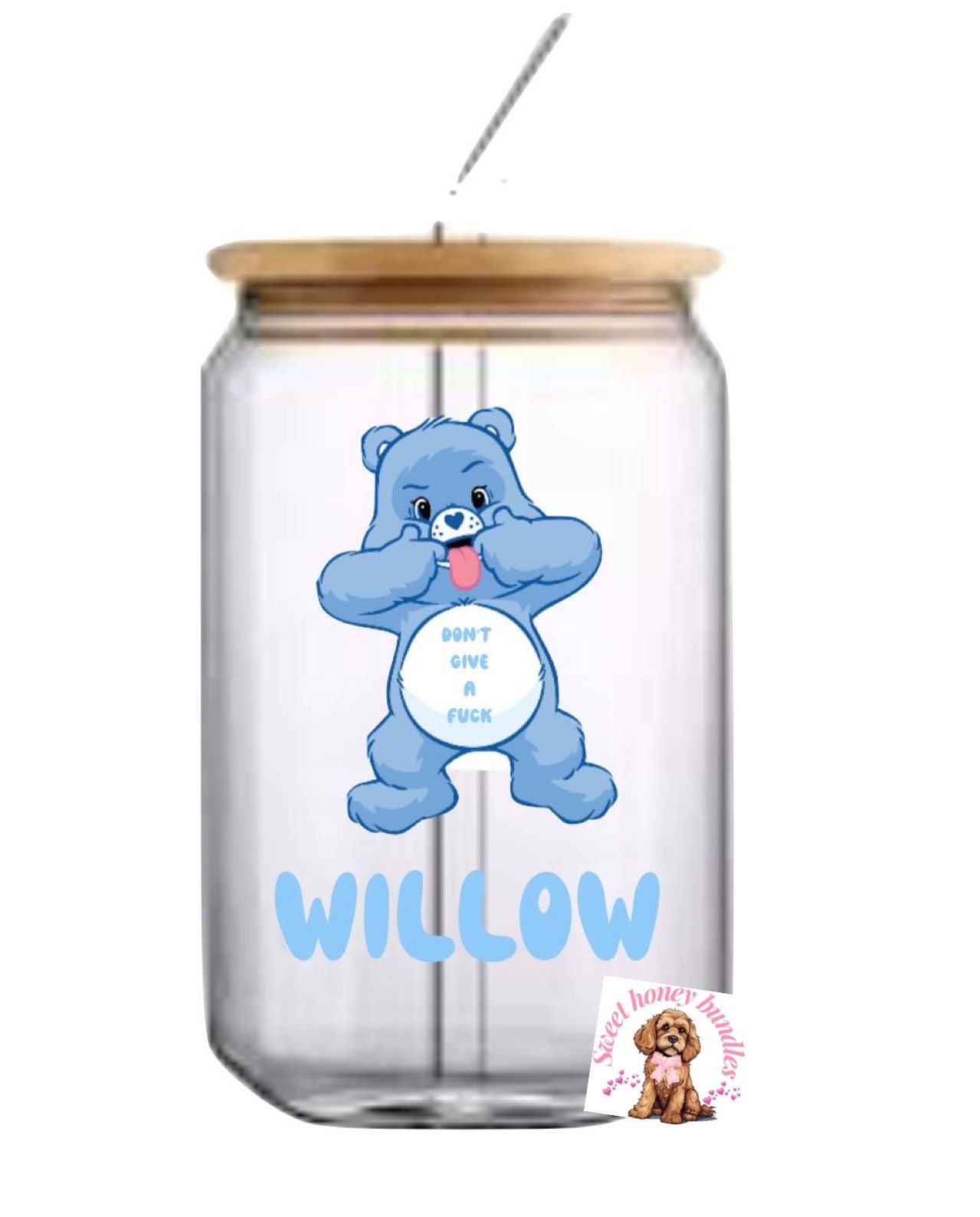 Swear Bear glass coffee jar