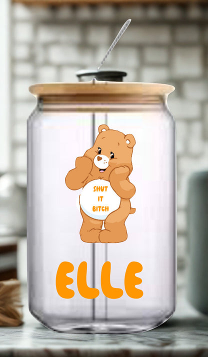 Swear Bear glass coffee jar