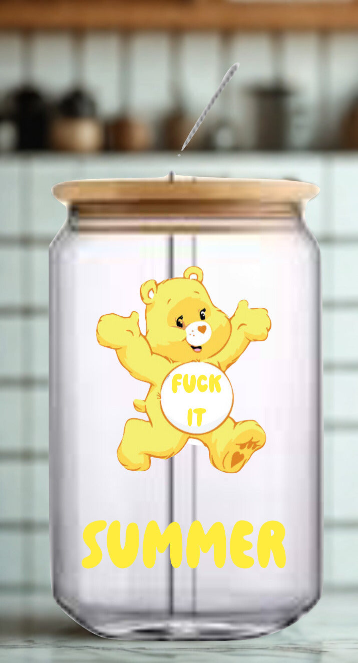 Swear Bear glass coffee jar