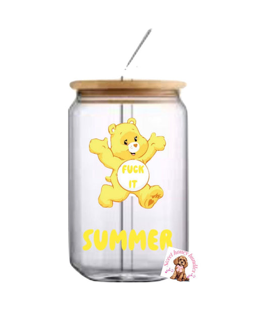 Swear Bear glass coffee jar