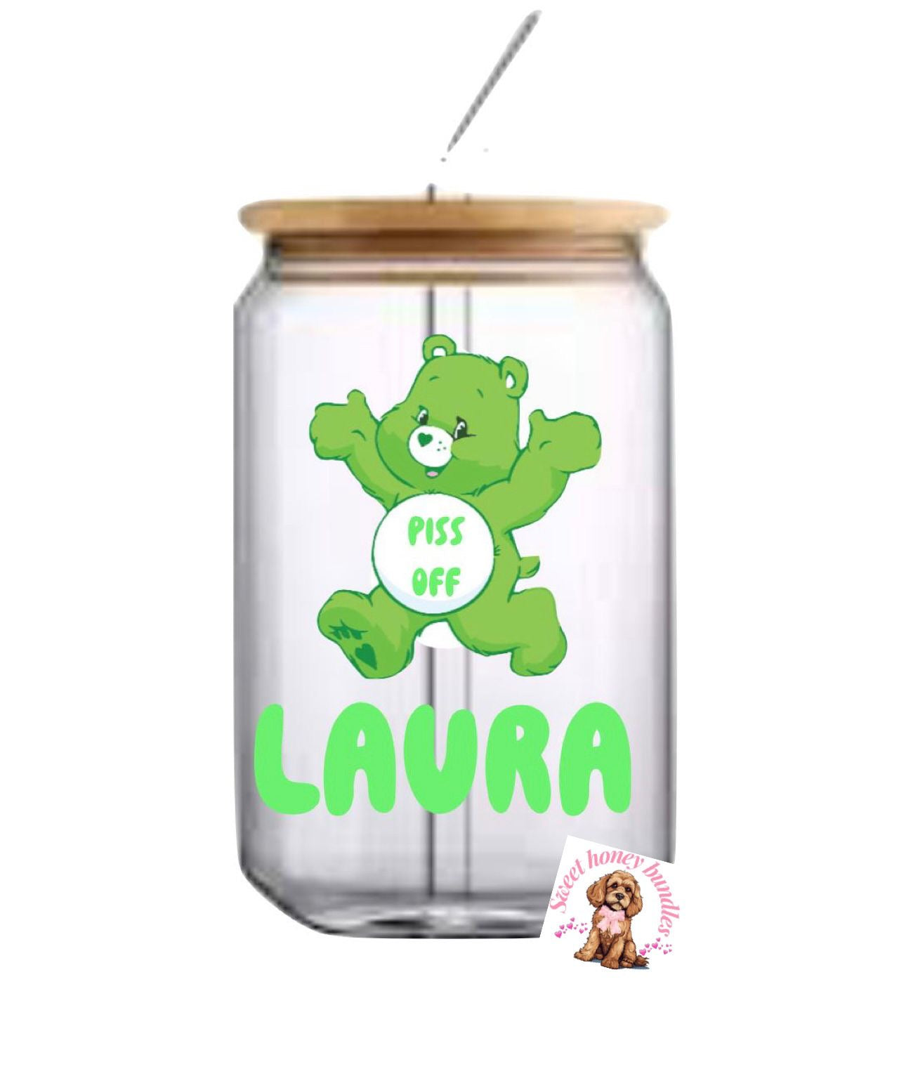 Swear Bear glass coffee jar
