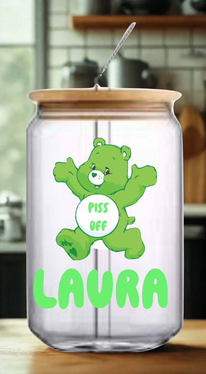Swear Bear glass coffee jar